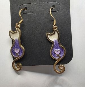 Cat Earrings (Purple) Handmade Hypoallergenic BUNDLE & OFFER TO SAVE‎